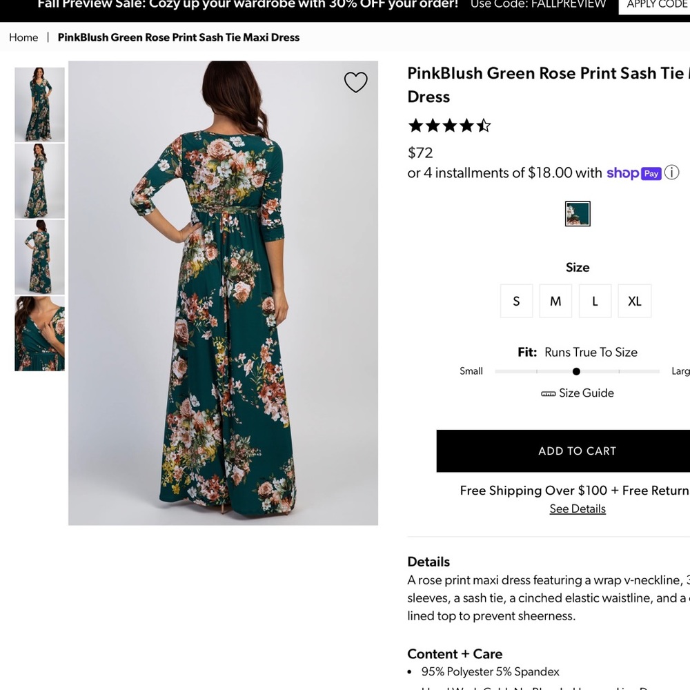 NWT MAXI Maternity dress, pink blush with belt, 3/4 length arms